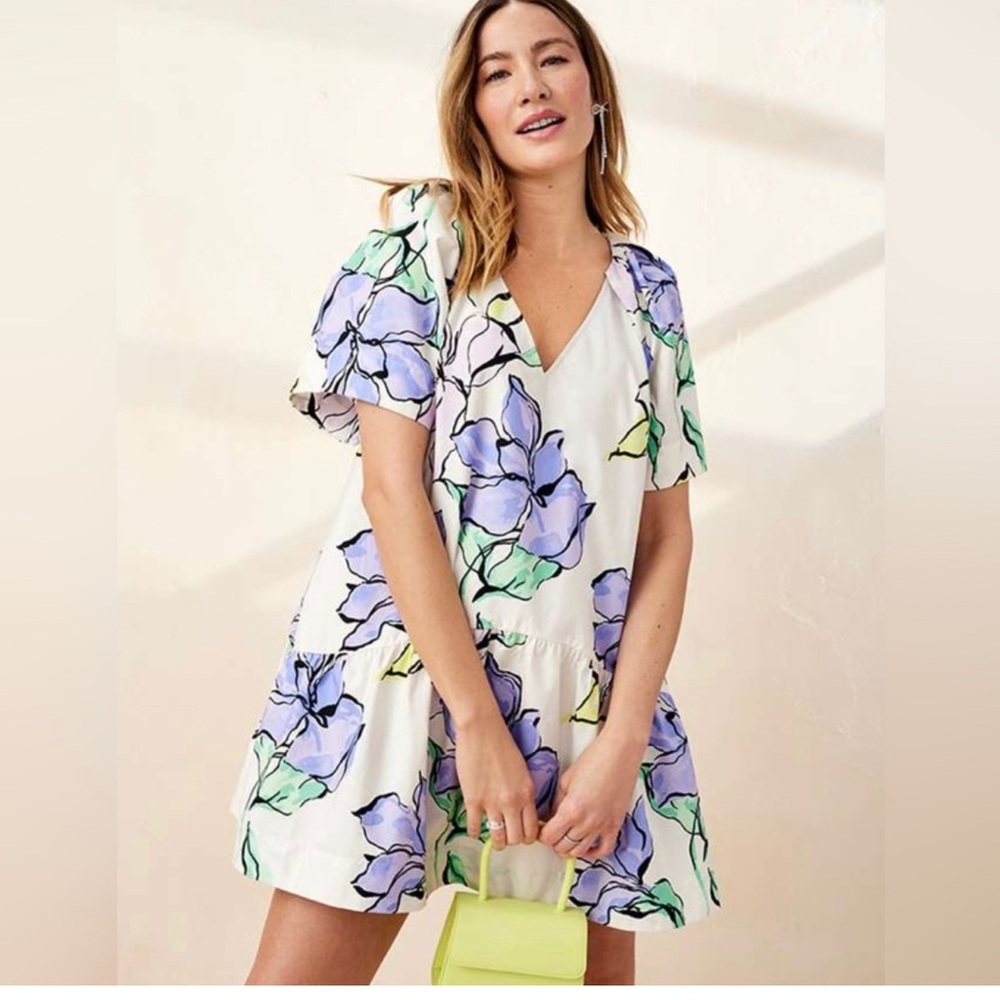 A New Day Floral Dress Vneck tiered universal thread large xl who what WEAR NWOT